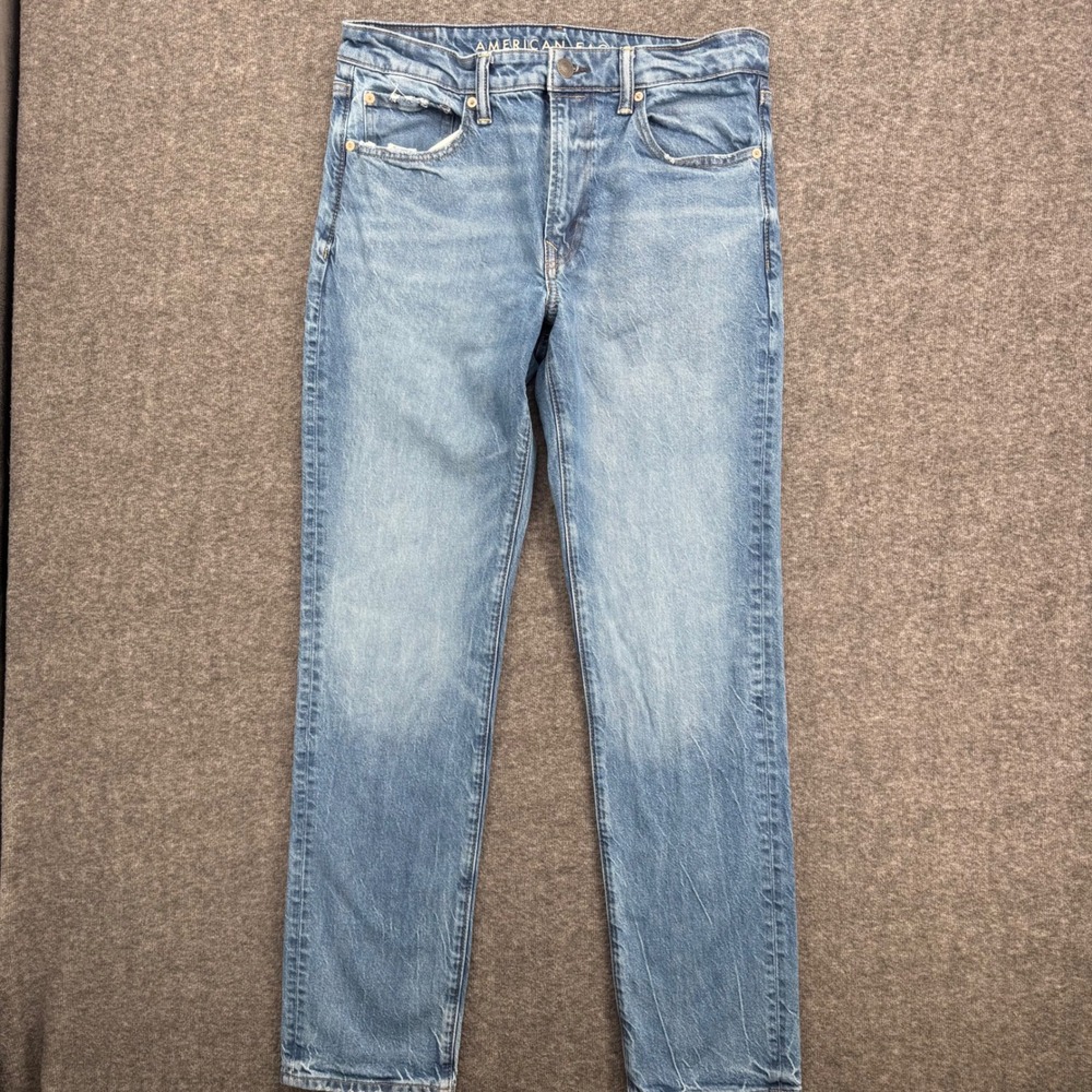 American Eagle Easyflex Straight Leg Jeans Medium Wash Blue 34 Mens high rise